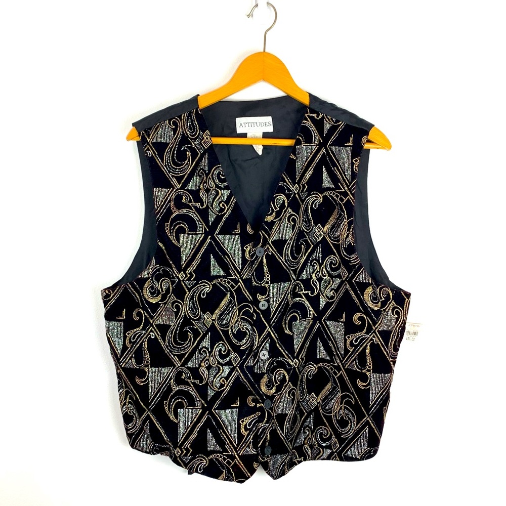 Vintage Deadstock Velvet Glitter Vest Size Large